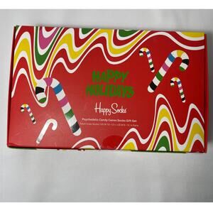 Happy Socks Psychedelic Candy Canes Socks Gift Set 4 Pairs M10-13 W10-12.5 NEW